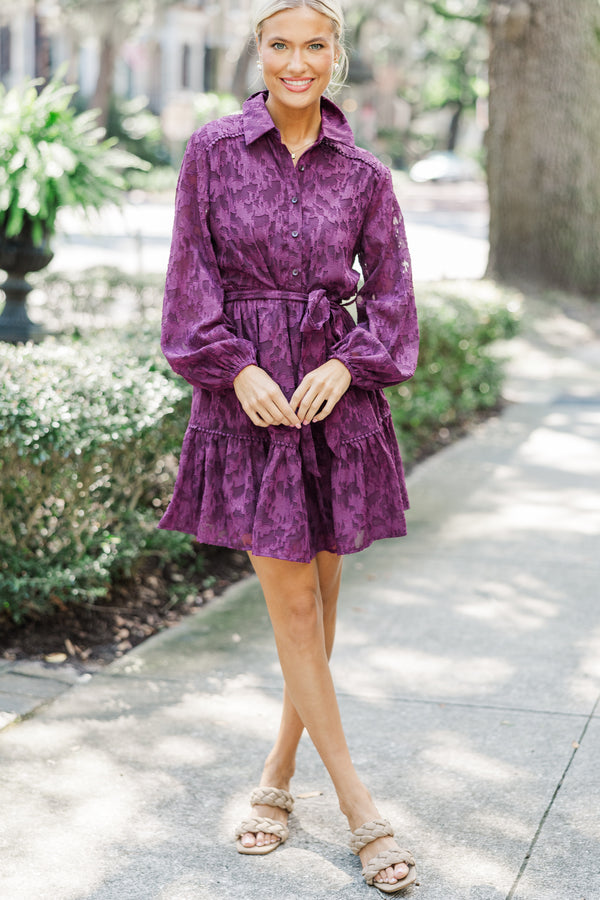 All You Have Eggplant Purple Lace Dress