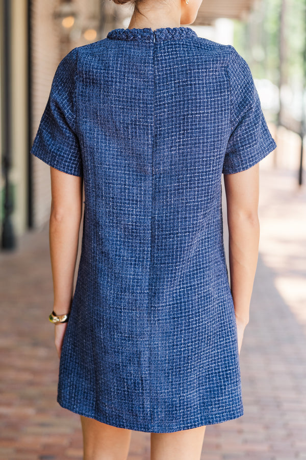 Ask You Out Navy Blue Tweed Shift Dress Shop the Mint Ask You Out Navy Blue Tweed Shift Dress Shop the Mint