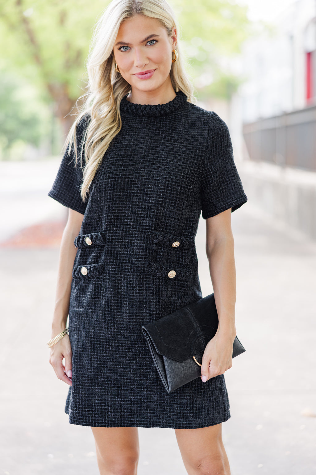Ask You Out Black Tweed Shift Dress – Shop the Mint