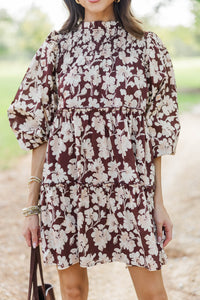 Be Your Best Brown Floral Babydoll Dress