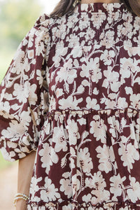 Be Your Best Brown Floral Babydoll Dress