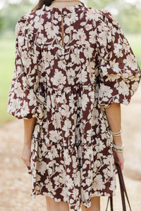 Be Your Best Brown Floral Babydoll Dress