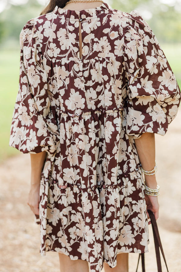 Be Your Best Brown Floral Babydoll Dress