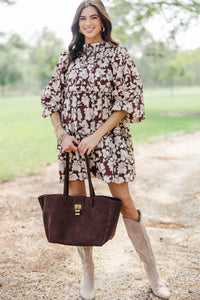 Be Your Best Brown Floral Babydoll Dress