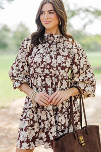 Be Your Best Brown Floral Babydoll Dress