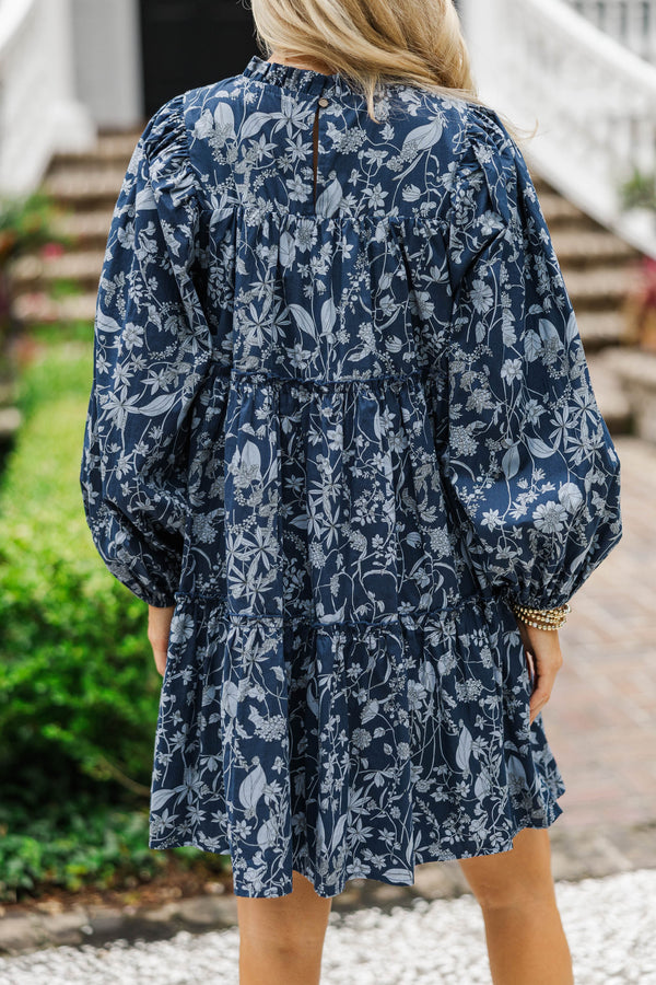 Be Your Best Navy Toile Babydoll Dress