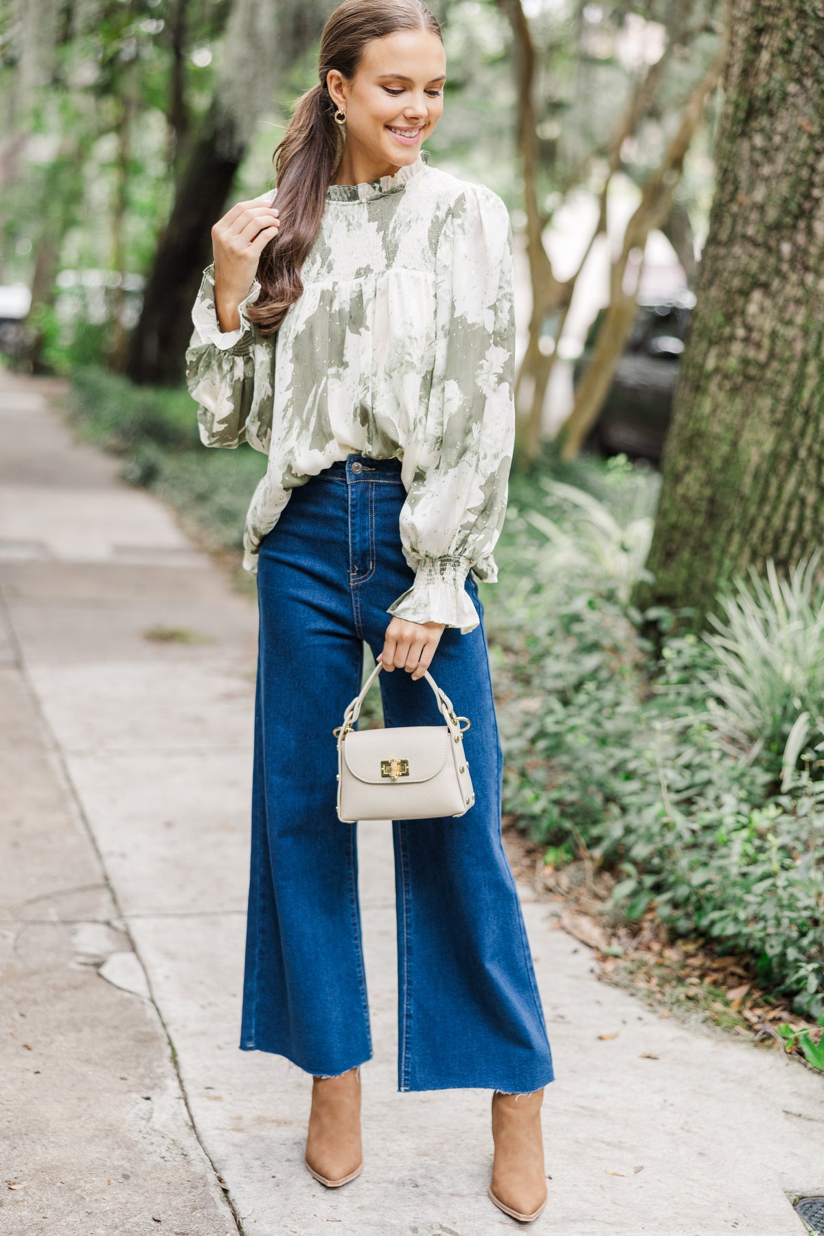 dark green chiffon blouse