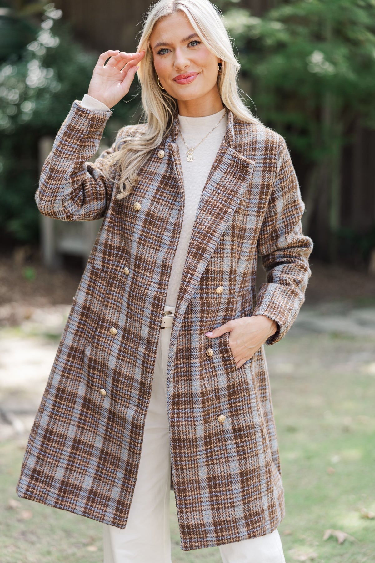City Streets Brown Plaid Coat – Shop the Mint