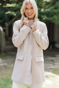 Do What You Can Oatmeal Brown Herringbone Coat