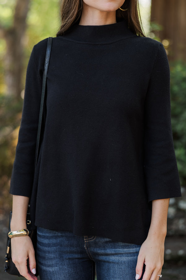 Just A Feeling Black Mock Neck Sweater