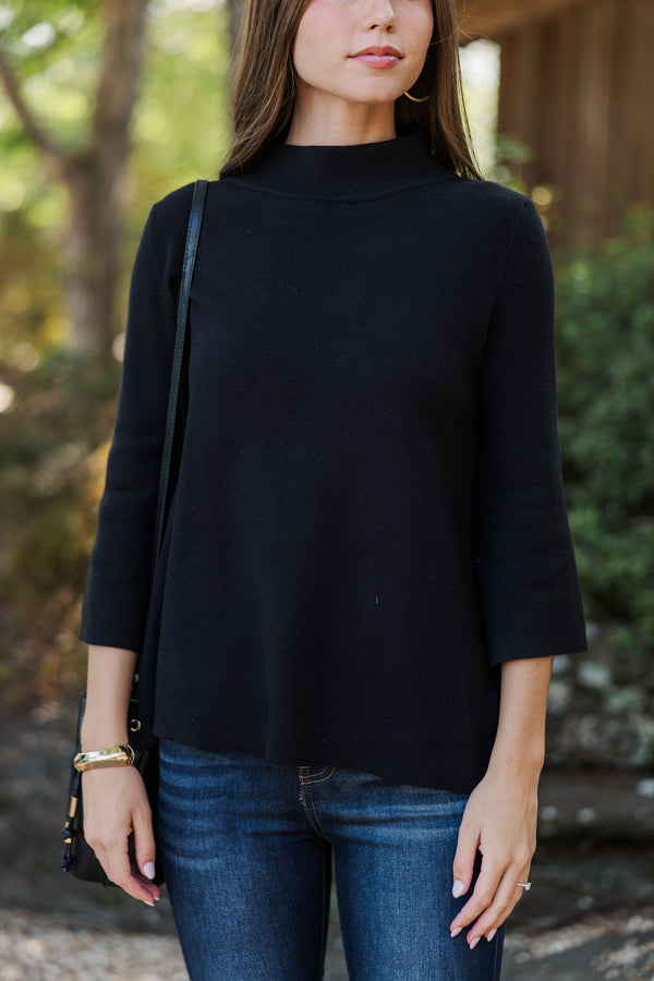 Just A Feeling Black Mock Neck Sweater