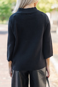 Just A Feeling Black Mock Neck Sweater