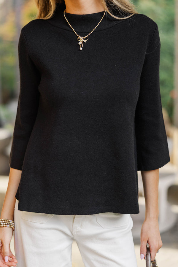 Just A Feeling Black Mock Neck Sweater