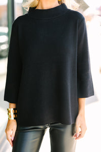 Just A Feeling Black Mock Neck Sweater