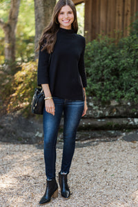 Just A Feeling Black Mock Neck Sweater