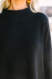 Just A Feeling Black Mock Neck Sweater