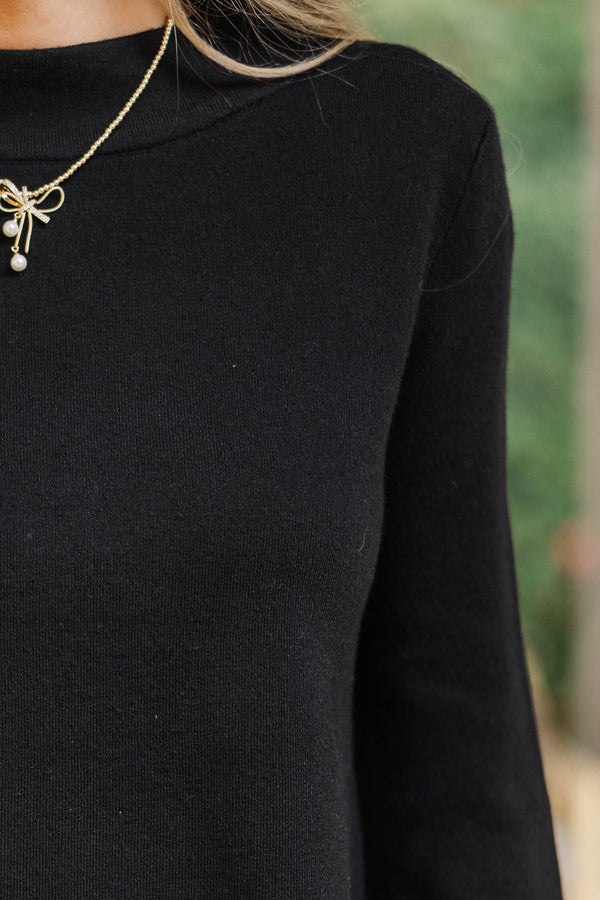 Just A Feeling Black Mock Neck Sweater