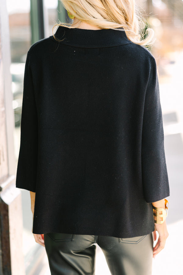 Just A Feeling Black Mock Neck Sweater