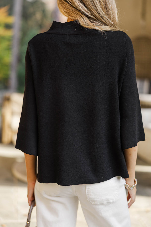 Just A Feeling Black Mock Neck Sweater