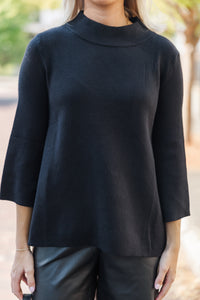 Just A Feeling Black Mock Neck Sweater