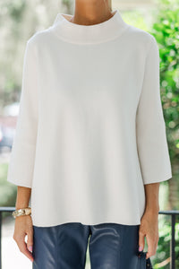 Just A Feeling Cream Mock Neck Sweater