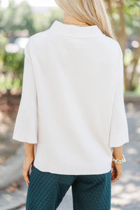 Just A Feeling Cream Mock Neck Sweater