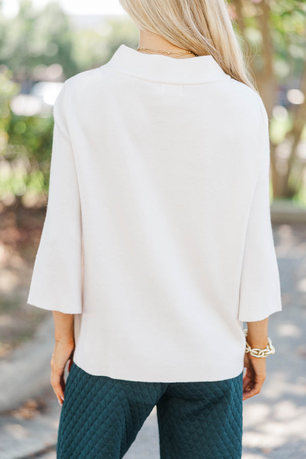 Just A Feeling Cream Mock Neck Sweater