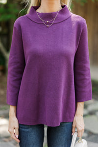 Just A Feeling Plum Purple Mock Neck Sweater