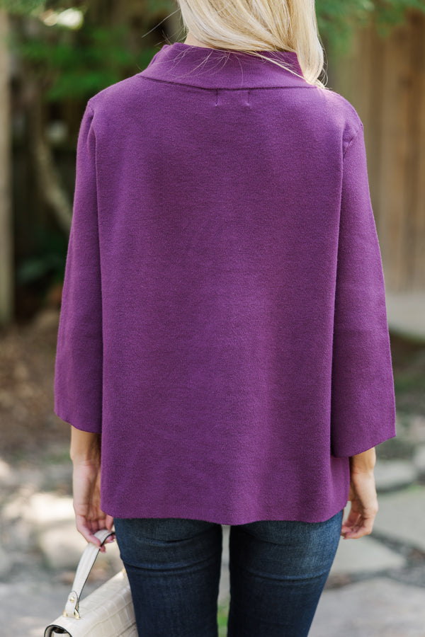 Just A Feeling Plum Purple Mock Neck Sweater