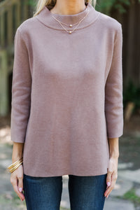 Just A Feeling Brown Mock Neck Sweater