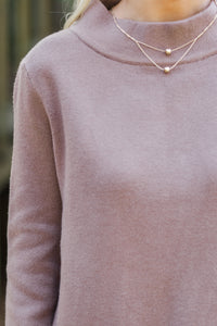 Just A Feeling Brown Mock Neck Sweater