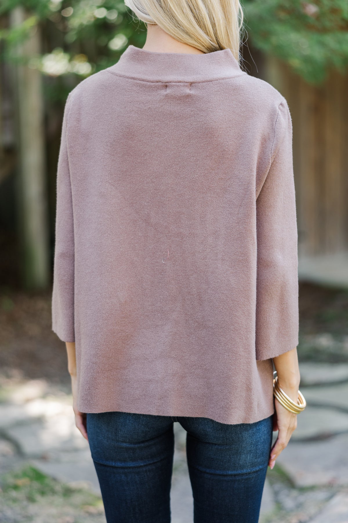 Mock Neck Sweatshirt, Brown main image 1