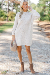 Feeling It Ivory White Sweater Dress