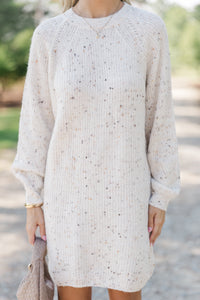 Feeling It Ivory White Sweater Dress