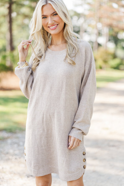 Feeling Your Best Taupe Brown Sweater Dress, X-Large - The Mint Julep Boutique