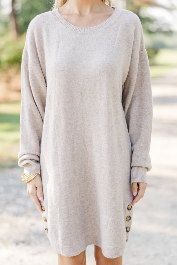 Feeling Your Best Taupe Brown Sweater Dress