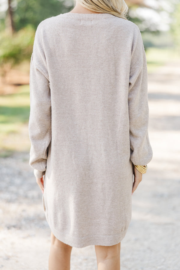 Feeling Your Best Taupe Brown Sweater Dress