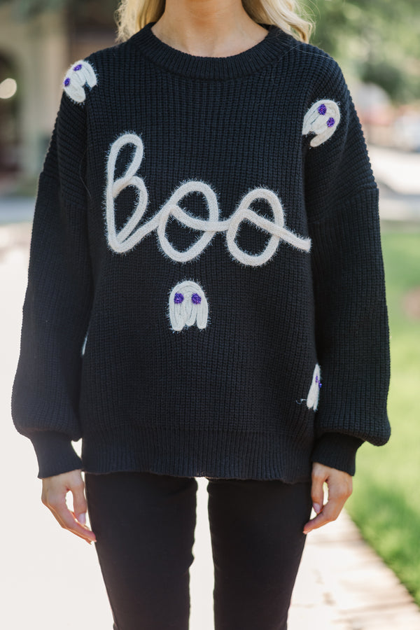 Hey Boo Black Script Sweater