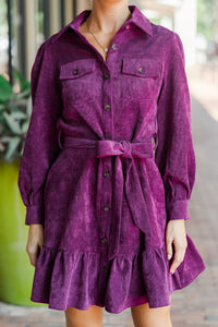 Hold My Hand Violet Purple Corduroy Dress