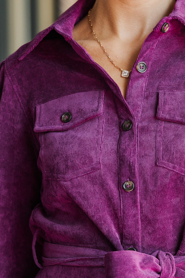 Hold My Hand Violet Purple Corduroy Dress