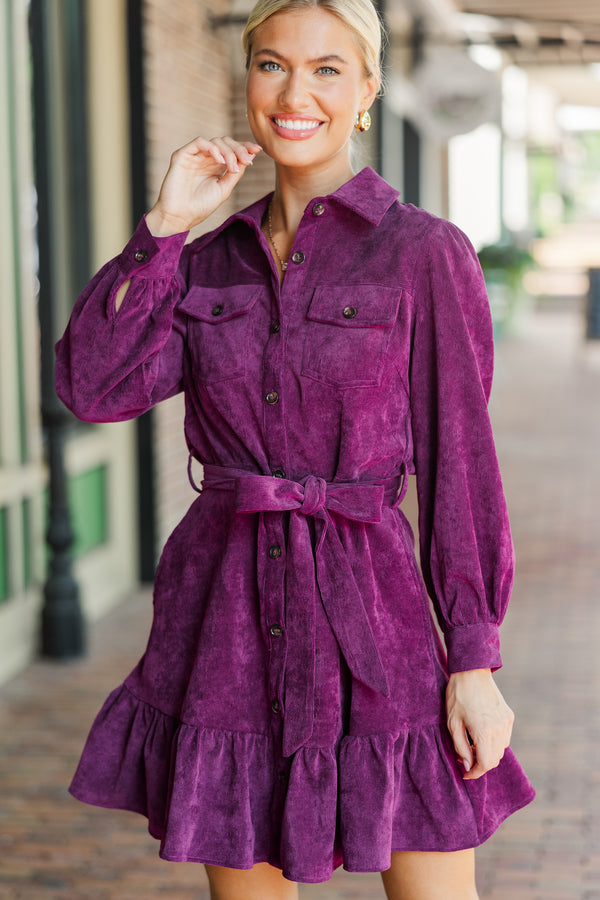 Hold My Hand Violet Purple Corduroy Dress