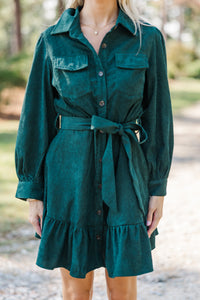 Hold My Hand Emerald Green Corduroy Dress