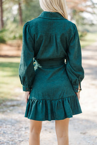 Hold My Hand Emerald Green Corduroy Dress