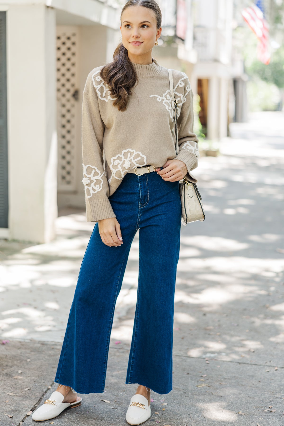 Keep You Close Taupe Floral Sweater – Shop the Mint