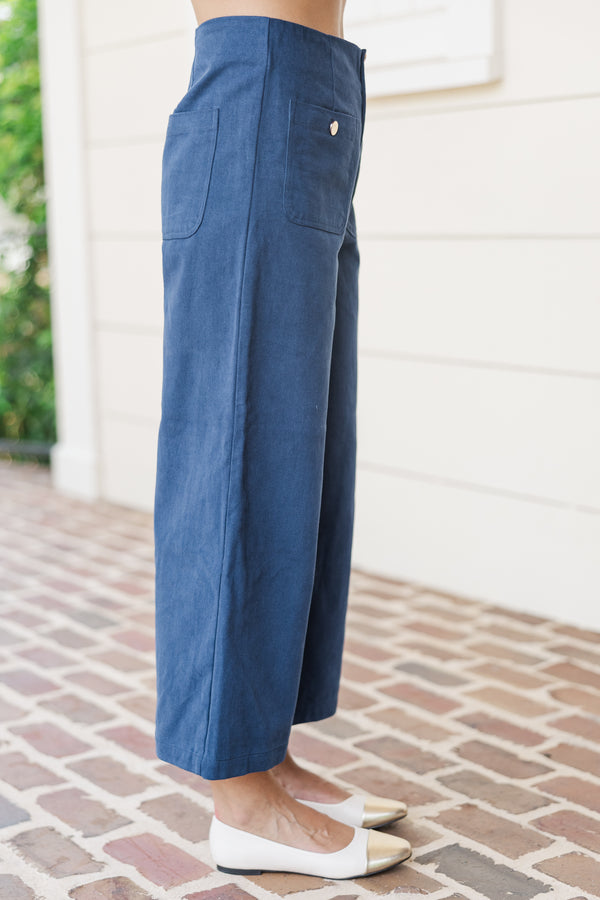 Let's Be Honest Navy Blue Canvas Pants