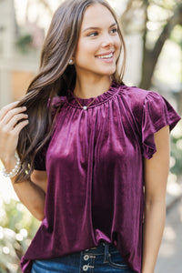 Looking That Way Plum Purple Velvet Blouse