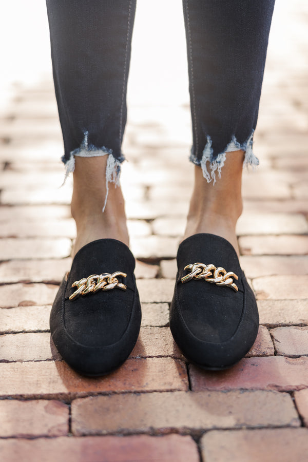 Keep Holding On Black Chain Mules