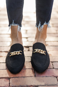 Keep Holding On Black Chain Mules