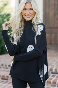 Quick Decisions Black Ghosty Sweater