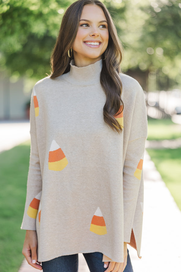 Quick Decisions Oatmeal Candy Corn Sweater